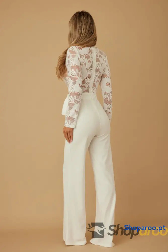 Lace Crochet Long Sleeve Jumpsuit