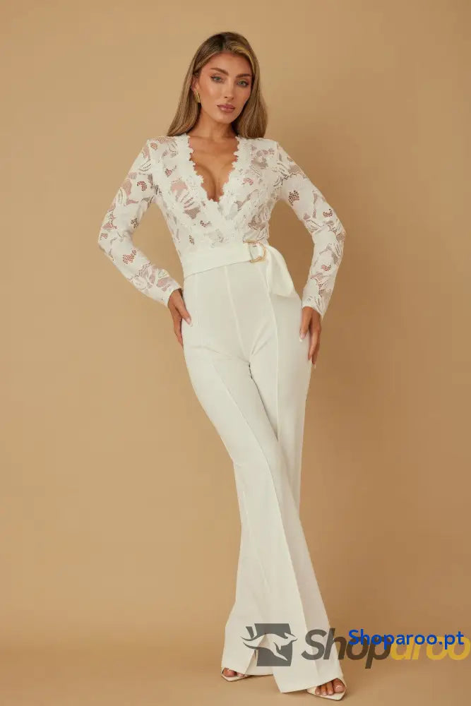 Lace Crochet Long Sleeve Jumpsuit