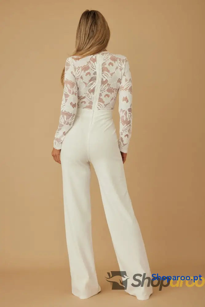 Lace Crochet Long Sleeve Jumpsuit