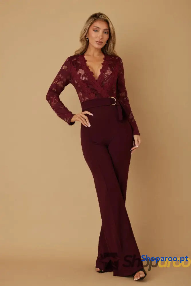 Lace Crochet Long Sleeve Jumpsuit