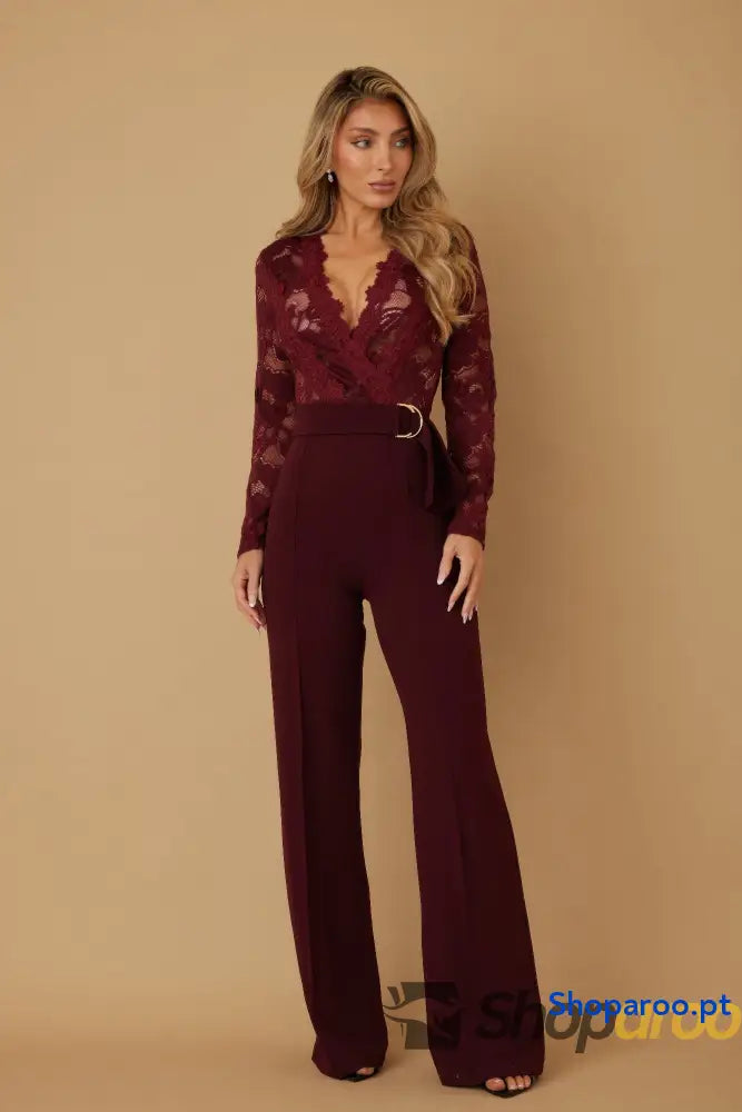 Lace Crochet Long Sleeve Jumpsuit