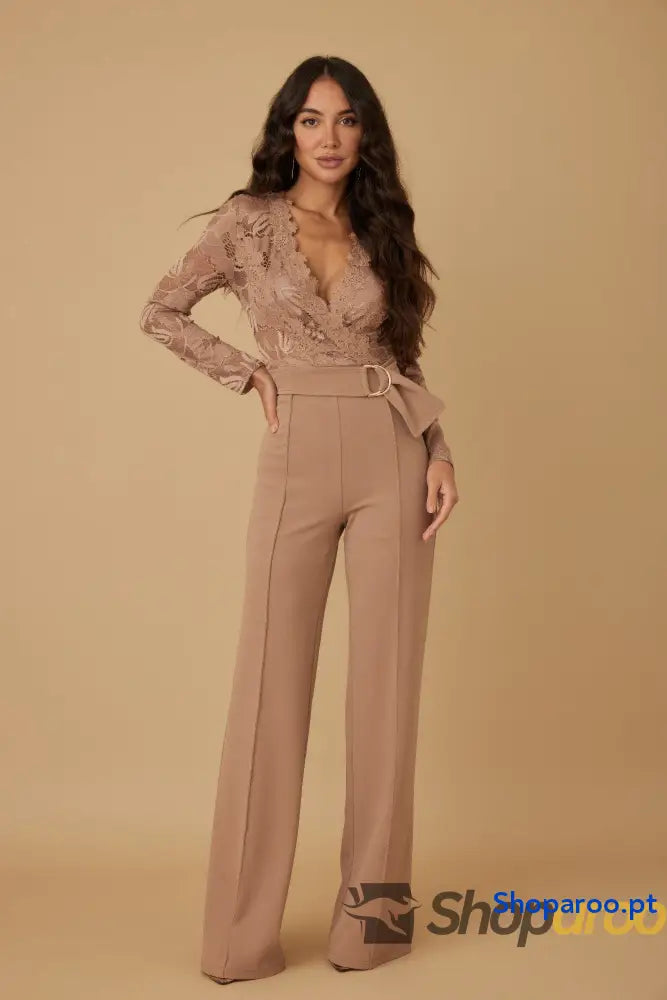Lace Crochet Long Sleeve Jumpsuit