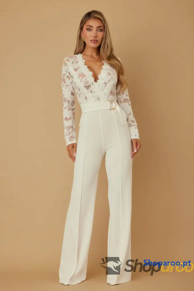 Lace Crochet Long Sleeve Jumpsuit