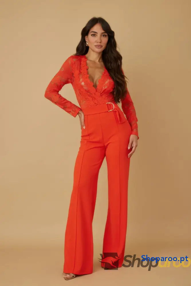 Lace Crochet Long Sleeve Jumpsuit