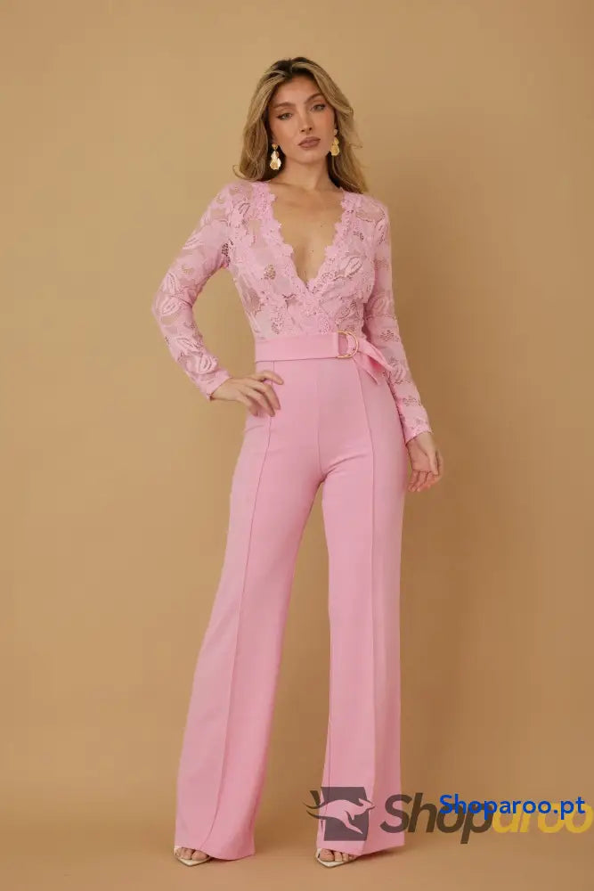 Lace Crochet Long Sleeve Jumpsuit