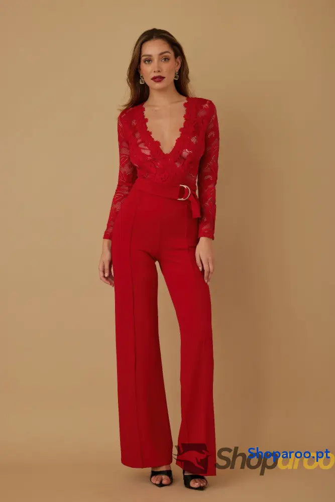 Lace Crochet Long Sleeve Jumpsuit