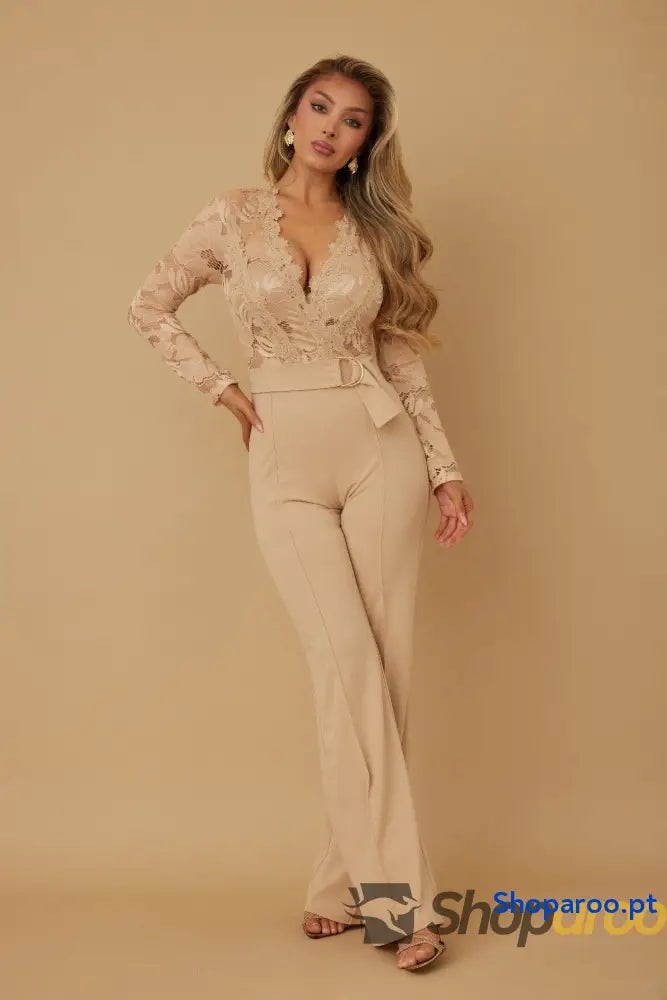 Lace Crochet Long Sleeve Jumpsuit