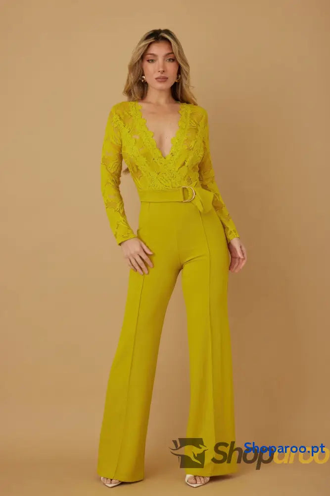 Lace Crochet Long Sleeve Jumpsuit