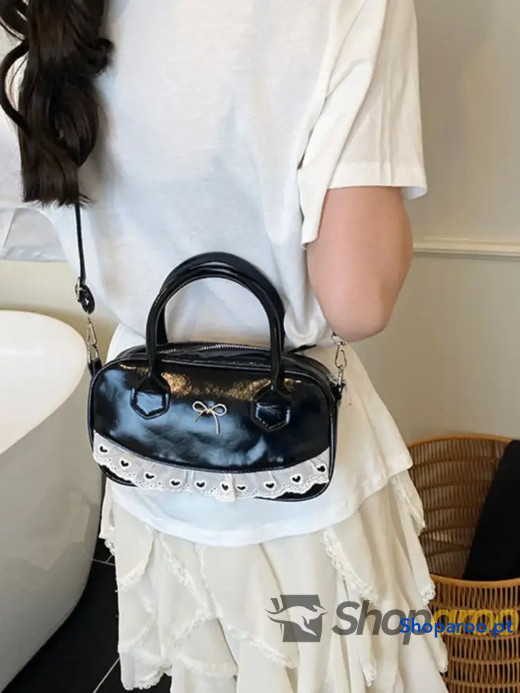 Lace Detail Bow Crossbody Bag