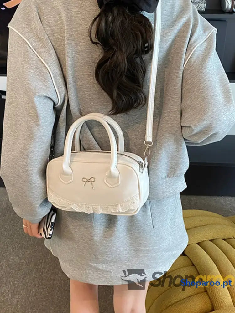 Lace Detail Bow Crossbody Bag