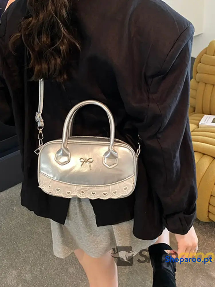 Lace Detail Bow Crossbody Bag