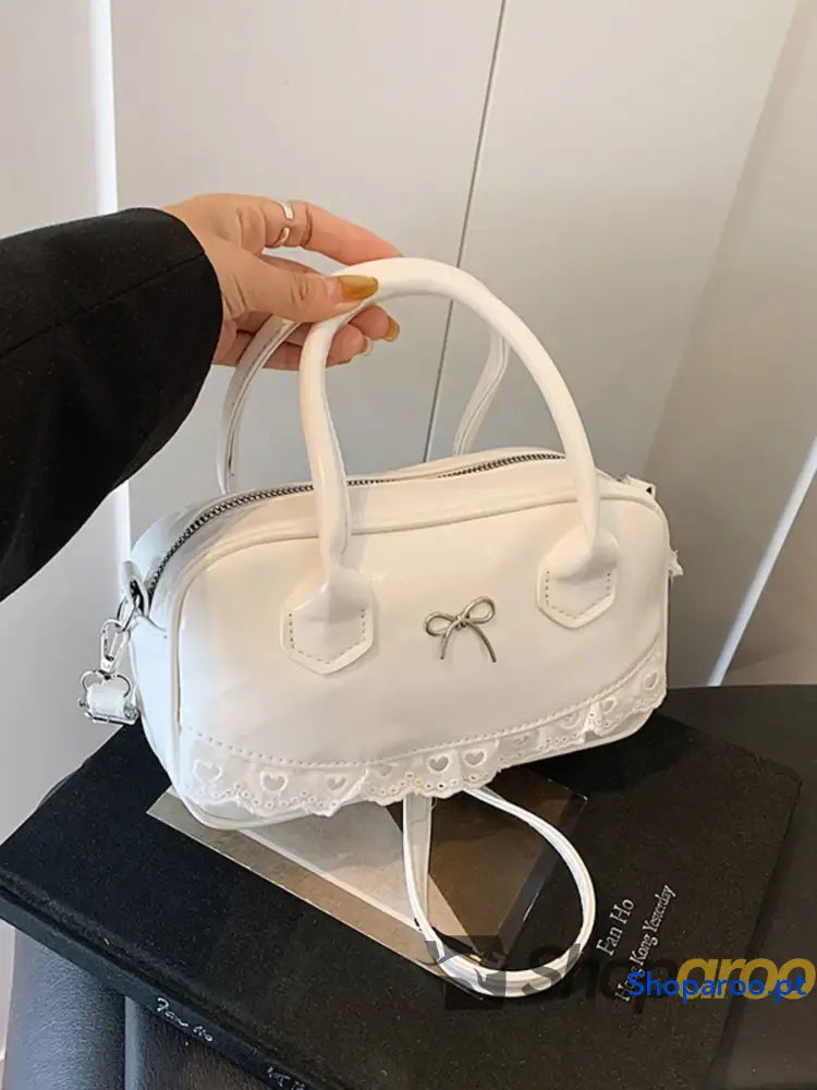 Lace Detail Bow Crossbody Bag
