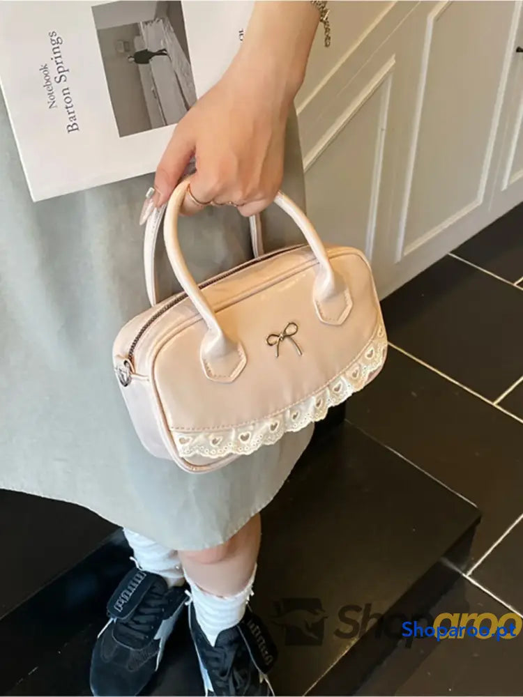 Lace Detail Bow Crossbody Bag