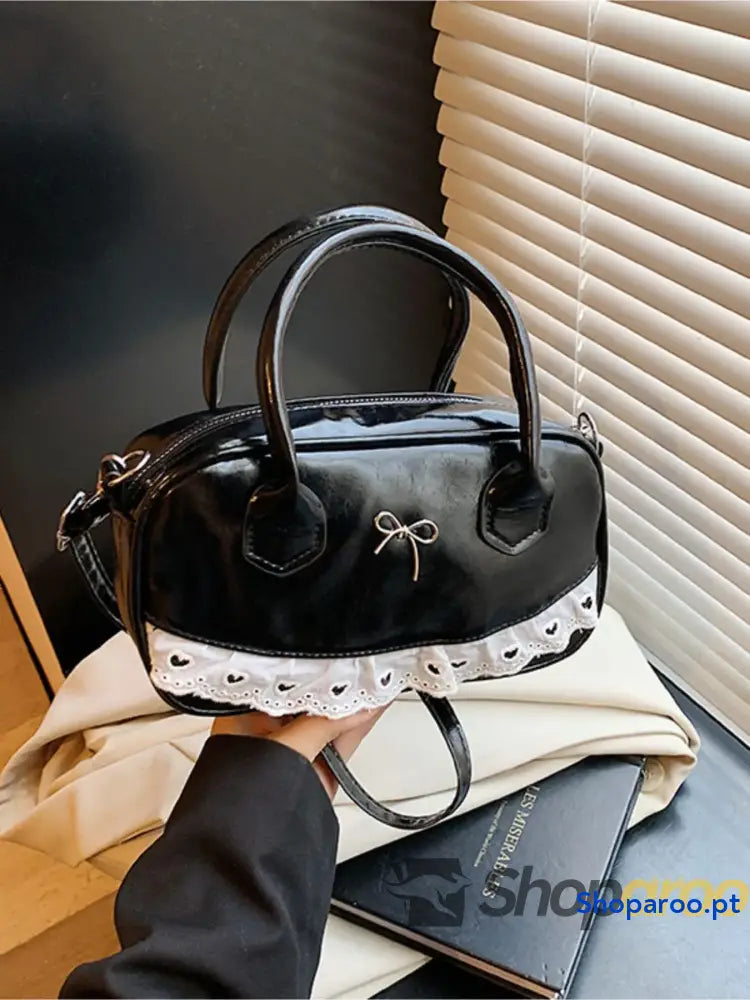 Lace Detail Bow Crossbody Bag