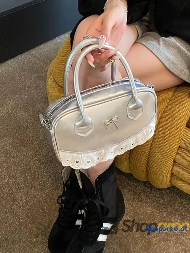 Lace Detail Bow Crossbody Bag