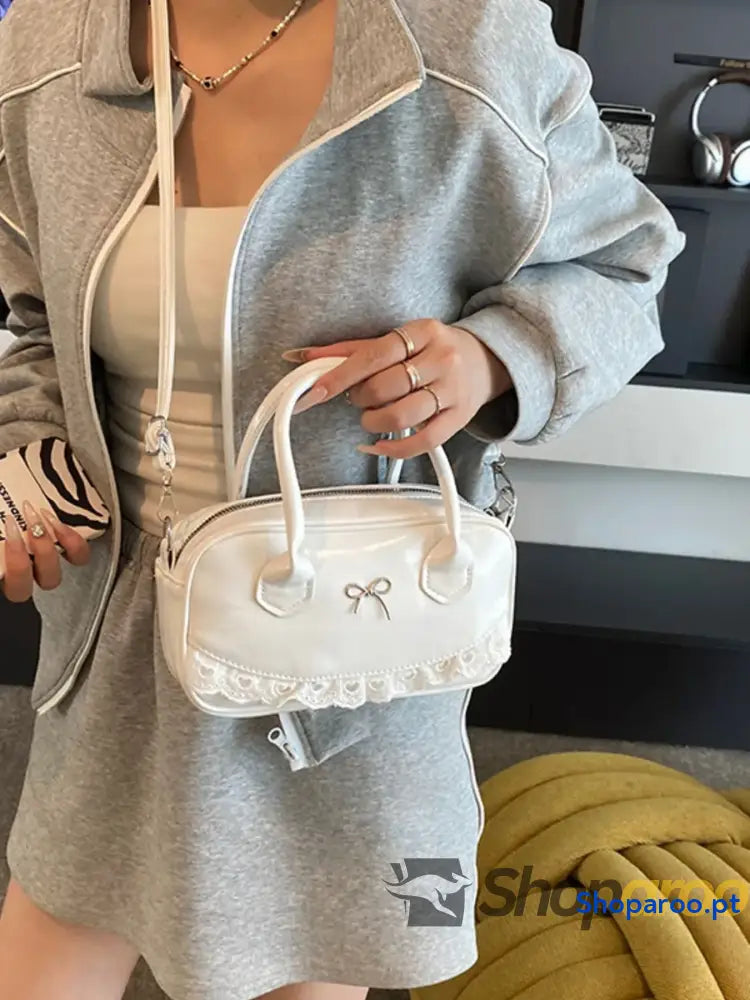 Lace Detail Bow Crossbody Bag