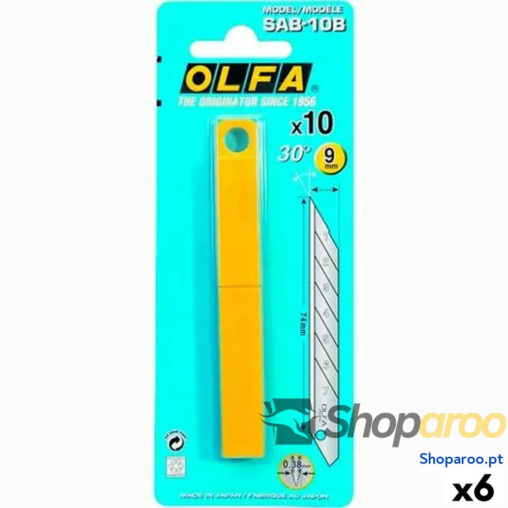 Lâmina de Corte Olfa 9 mm 10 Peças 6 Unidades