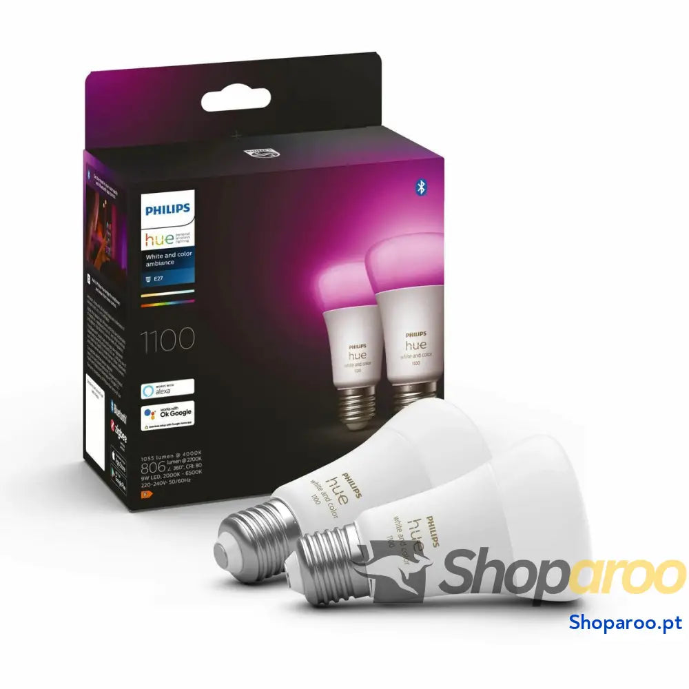 Lâmpada Inteligente Philips Pack de 2 E27 Branco F 9 W E27 806 lm (6500 K)