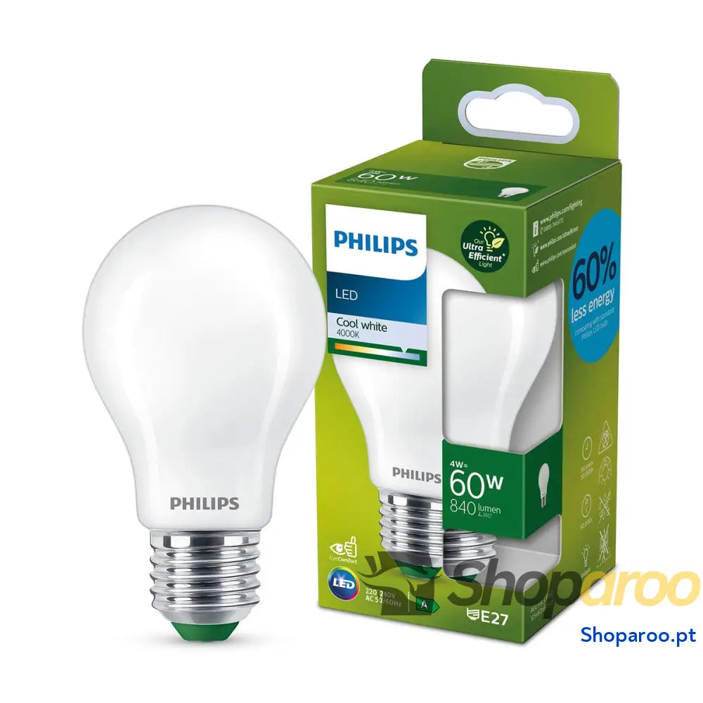Lâmpada LED Philips Ultra Efficient Led Classic 4 W 60 W E27 840 lm Branco (4000 K)