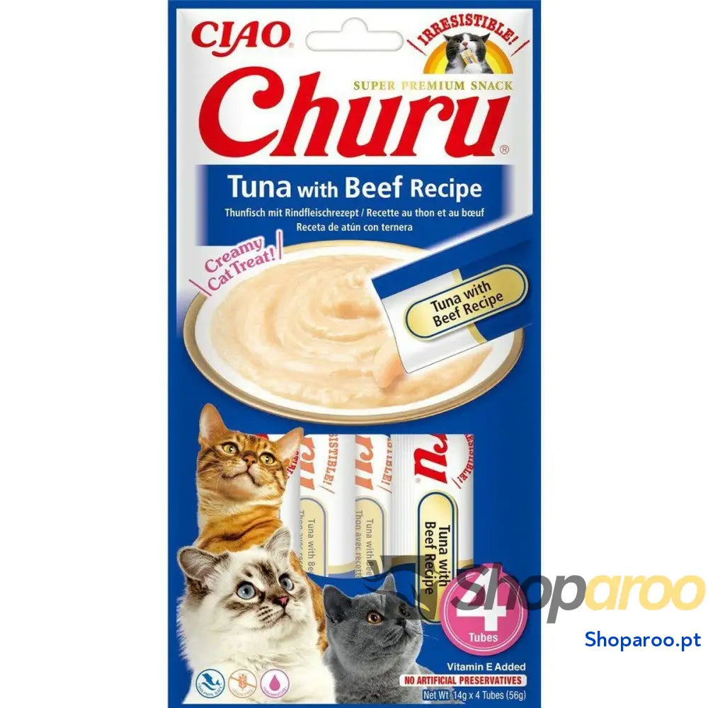 Lanche para Gato Inaba Churu 4 x 14 g Atum Vitela