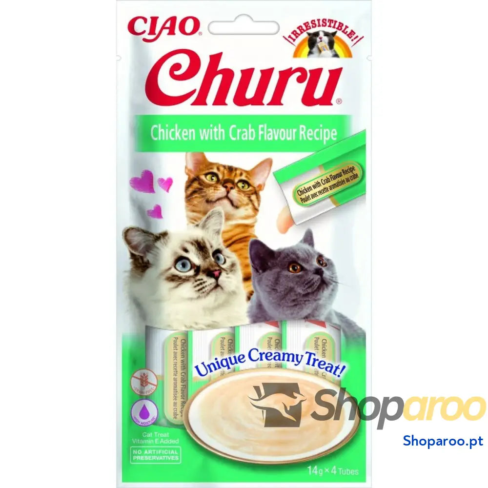 Lanche para Gato Inaba Churu 4 x 14 g Caranguejo Frango