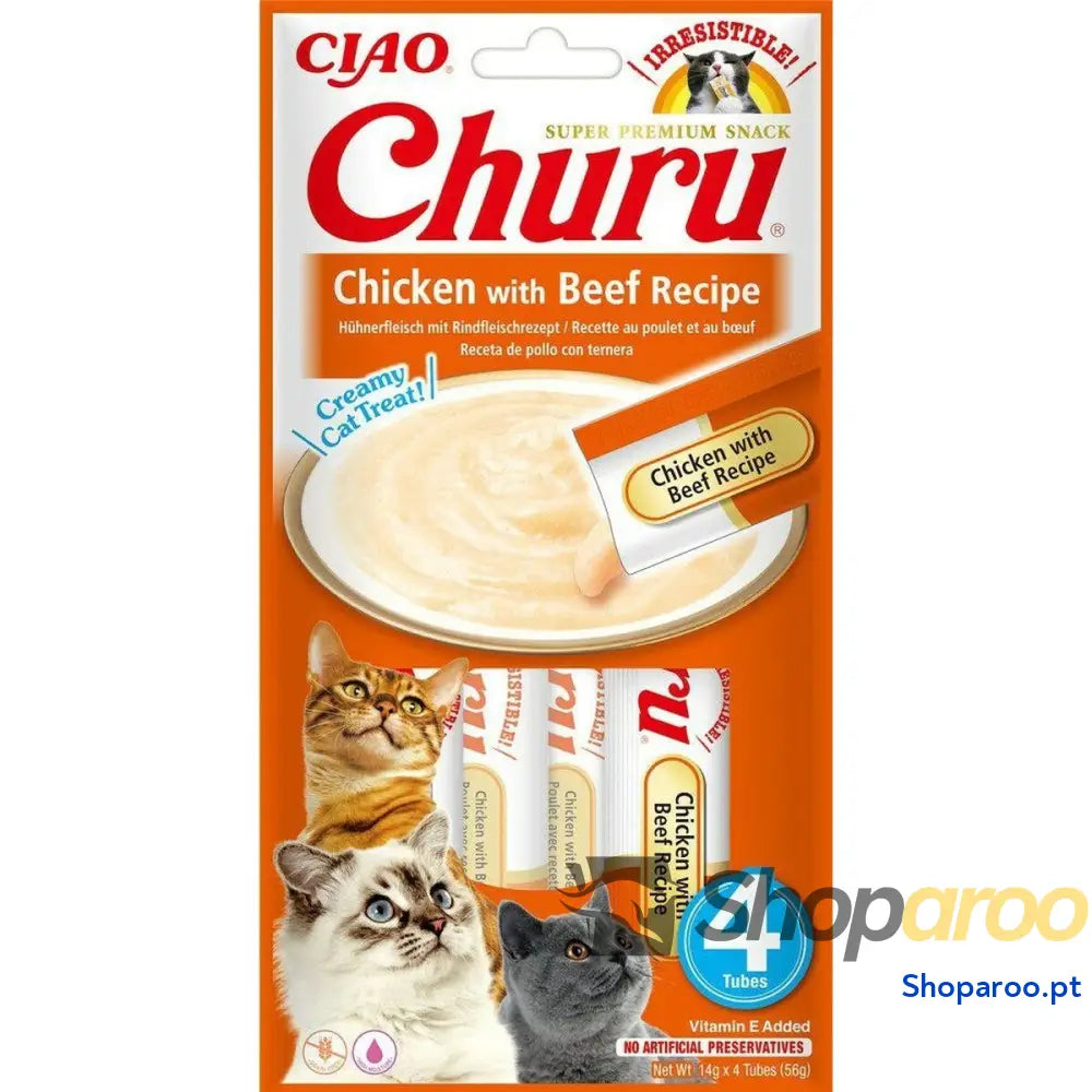 Lanche para Gato Inaba Churu 4 x 14 g Frango Vitela