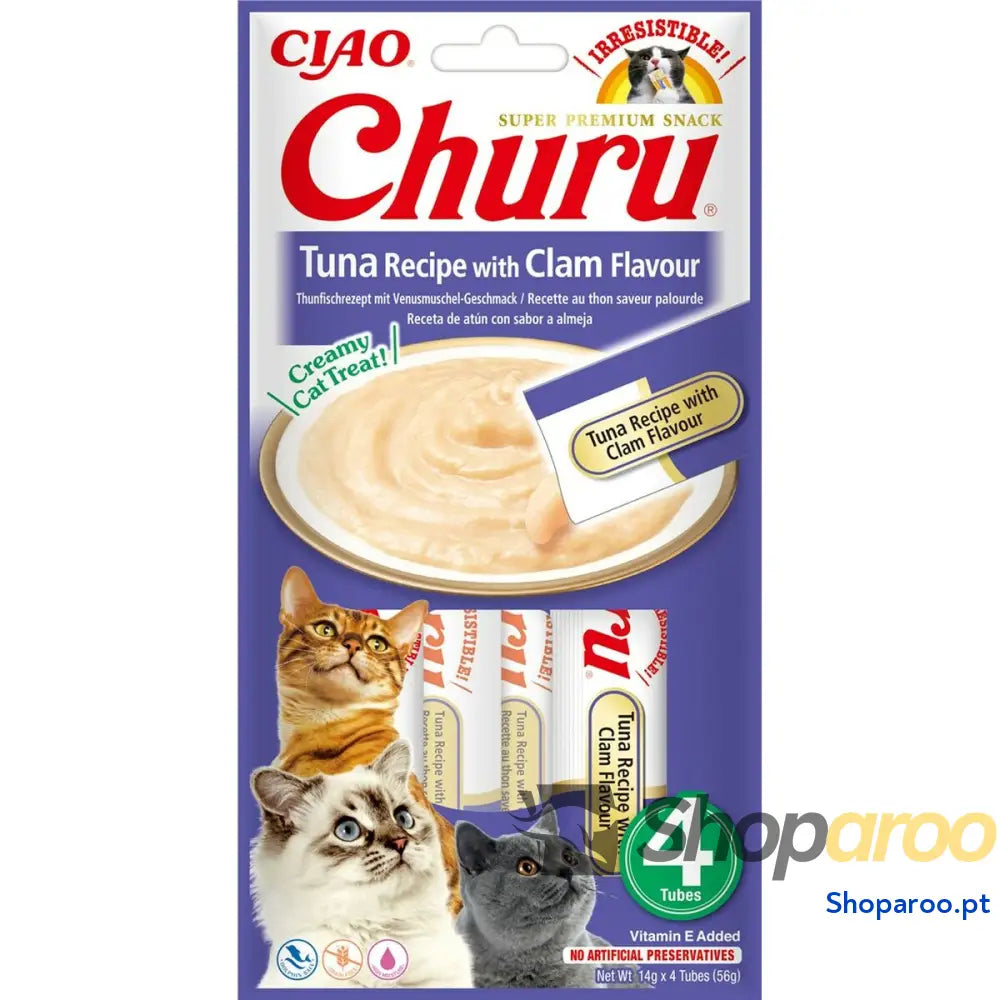 Lanche para Gato Inaba Churu 4 x 14 g Marisco Atum