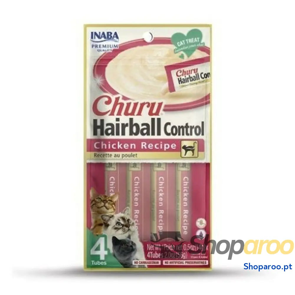 Lanche para Gato Inaba Churu Hairball Control Frango 4 x 14 g