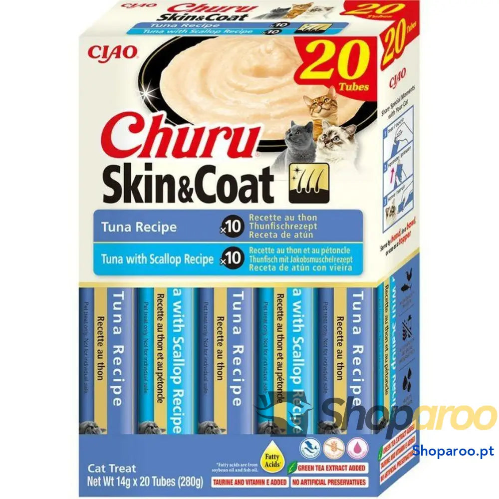 Lanche para Gato Inaba Churu Skin&Coat Peixe