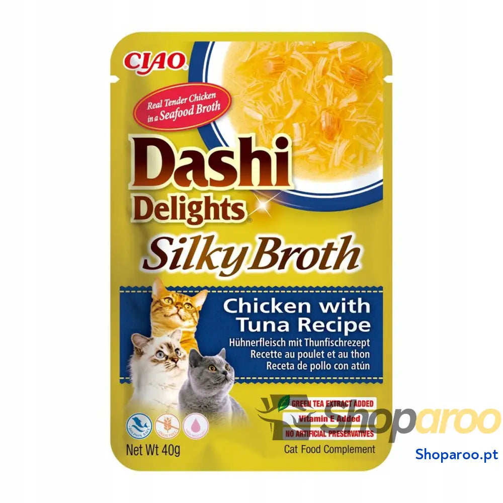Lanche para Gato Inaba Dashi Delights Silky Broth Chicken with Tuna Frango 40 g