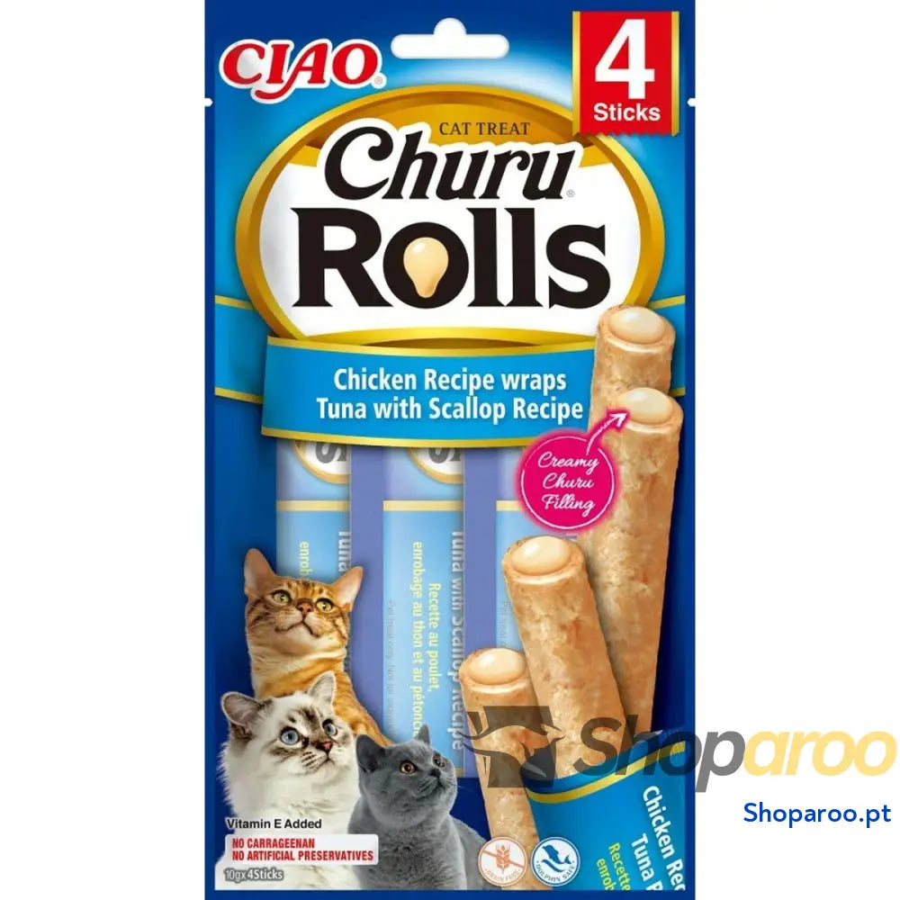 Lanche para Gato Inaba EU732 Frango Atum Peixe 4 x 10 g