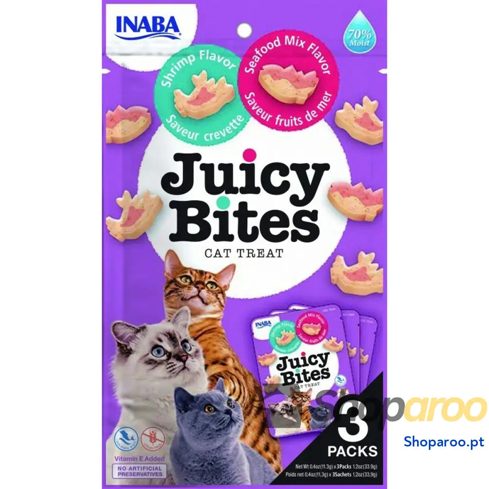 Lanche para Gato Inaba Juicy Bites 3 x 11,3 g Marisco