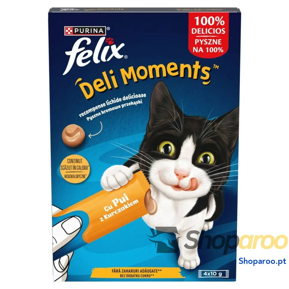 Lanche para Gato Purina Felix Deli Moments Chicken Frango 4 x 10 g