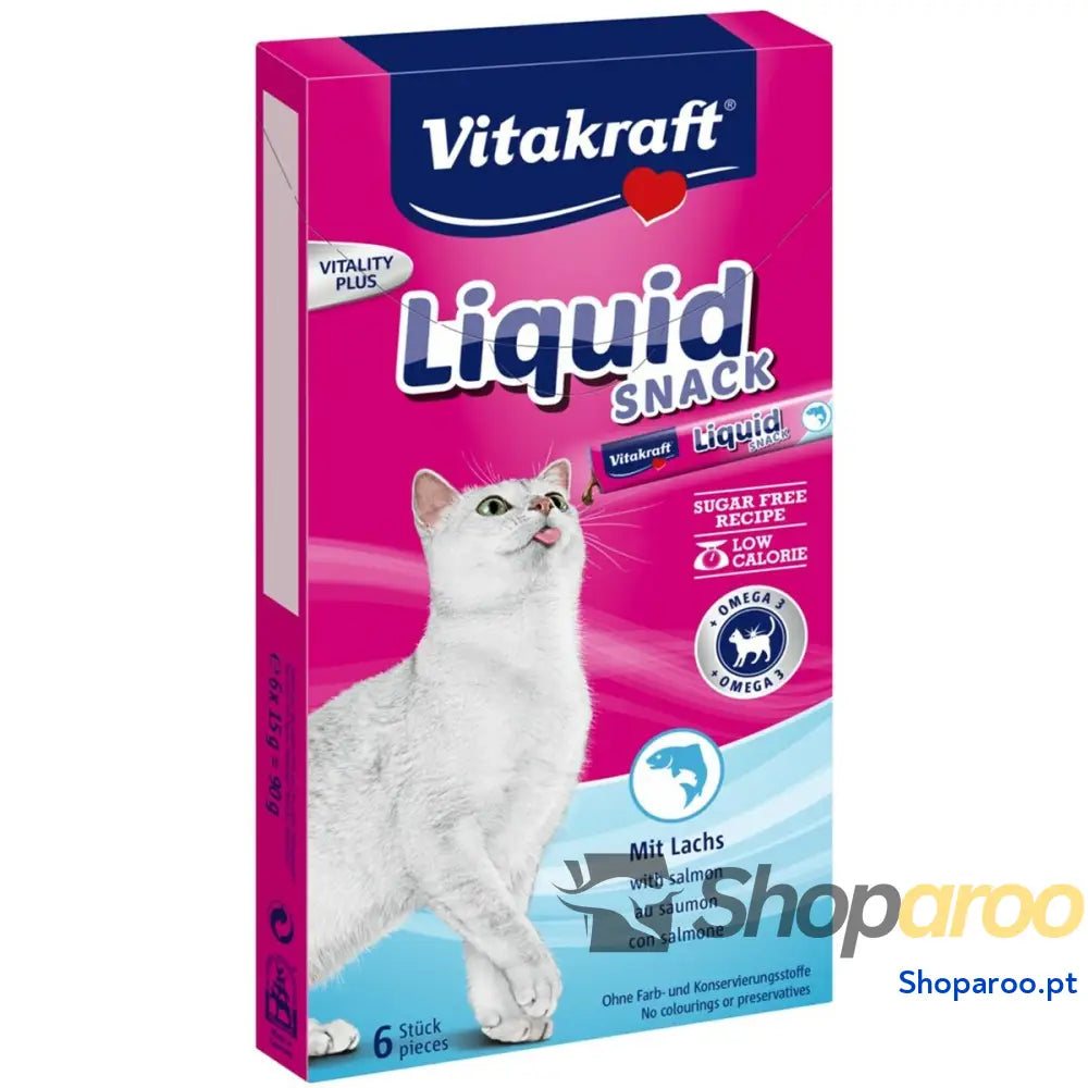 Lanche para Gato Vitakraft Liquid Snack Salmon Frango Peixe Porco 90 g