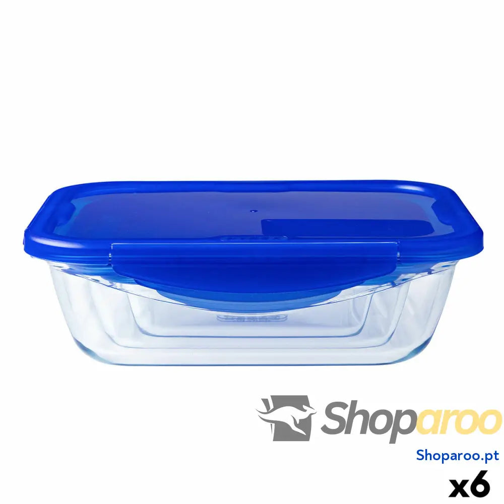 Lancheira Hermética Pyrex Cook & Go 20,5 x 15,5 x 6 cm Azul 800 ml Vidro (6 Unidades)