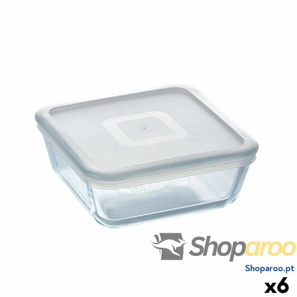 Lancheira Quadrada com Tampa Pyrex Cook&freeze Transparente Vidro Silicone 850 ml 15 x 15 x 6 cm (6 Unidades)