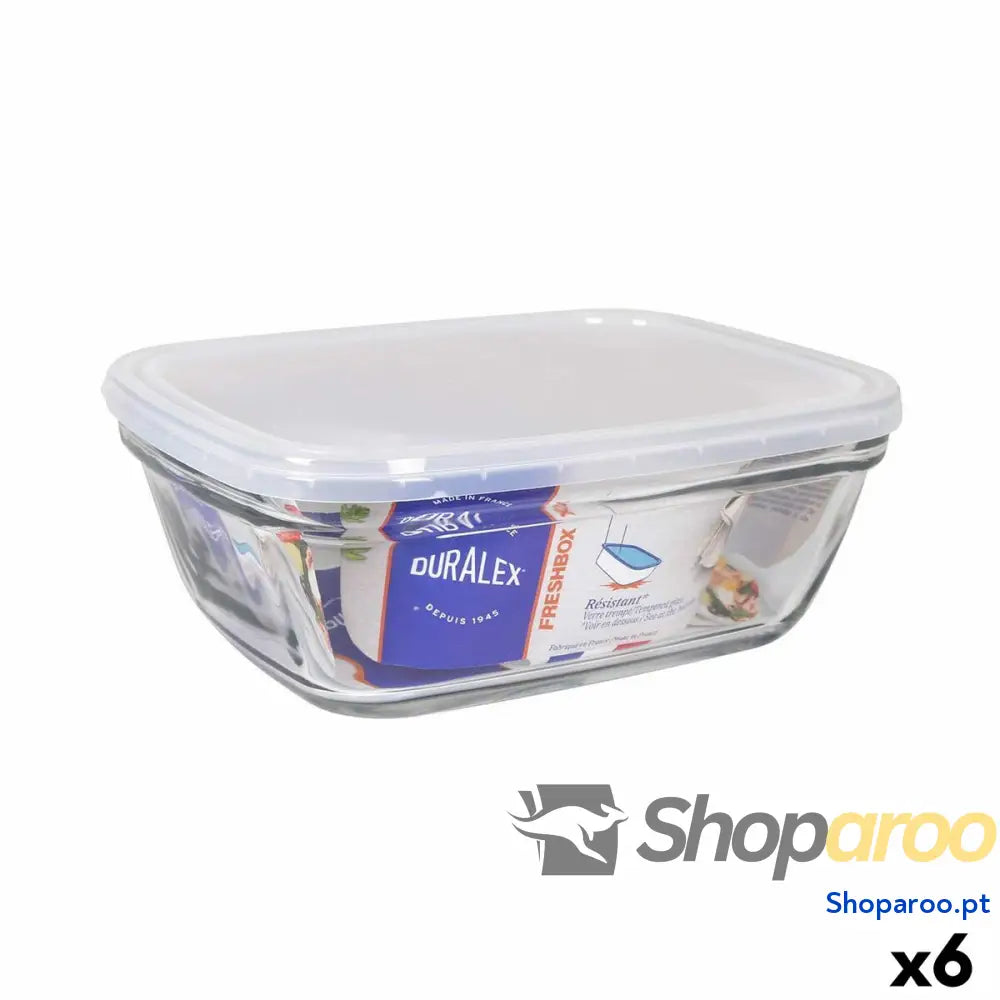 Lancheira Retangular com Tampa Duralex Freshbox Transparente 1,7 L 21,5 x 16,5 x 8 cm (6 Unidades)