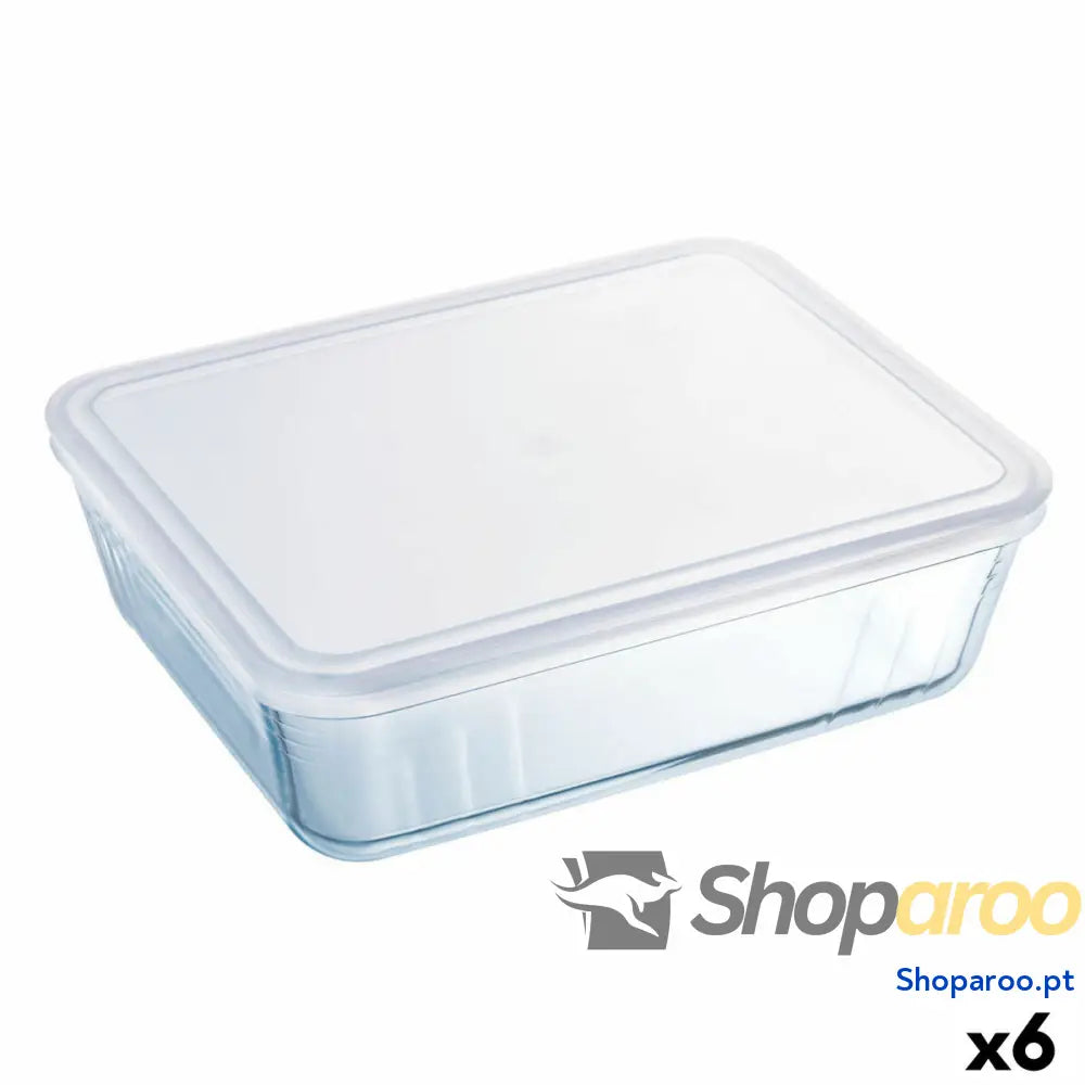 Lancheira Retangular com Tampa Pyrex Cook & Freeze 19 x 14 x 5 cm 800 ml Transparente Silicone Vidro (6 Unidades)