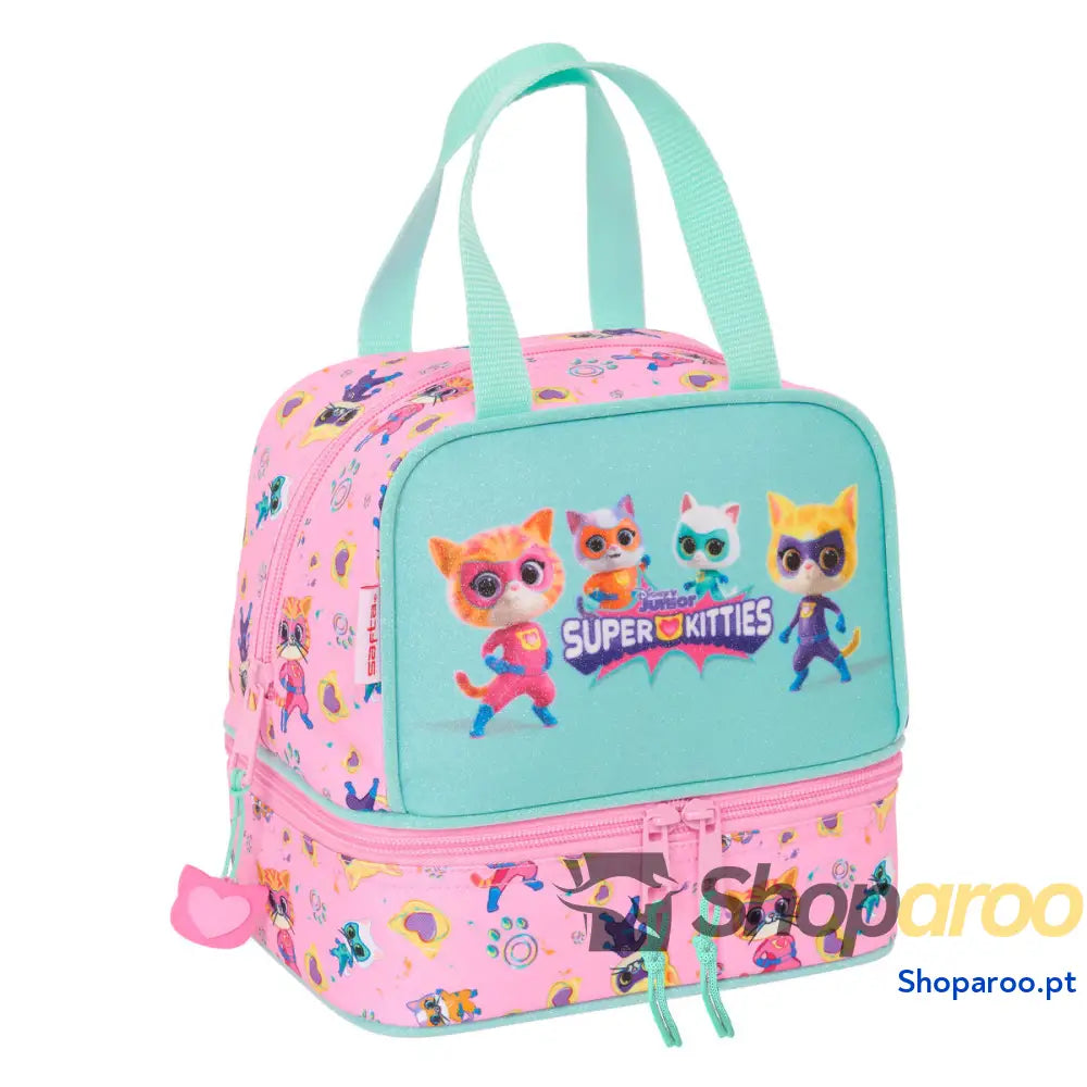 Lancheira SuperKitties Cor de Rosa Turquesa 20 x 20 x 15 cm