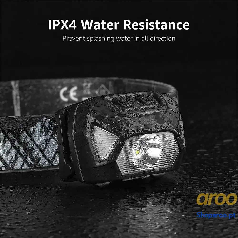 Lanterna de cabeça LED IPX4 à prova água recarregável USB