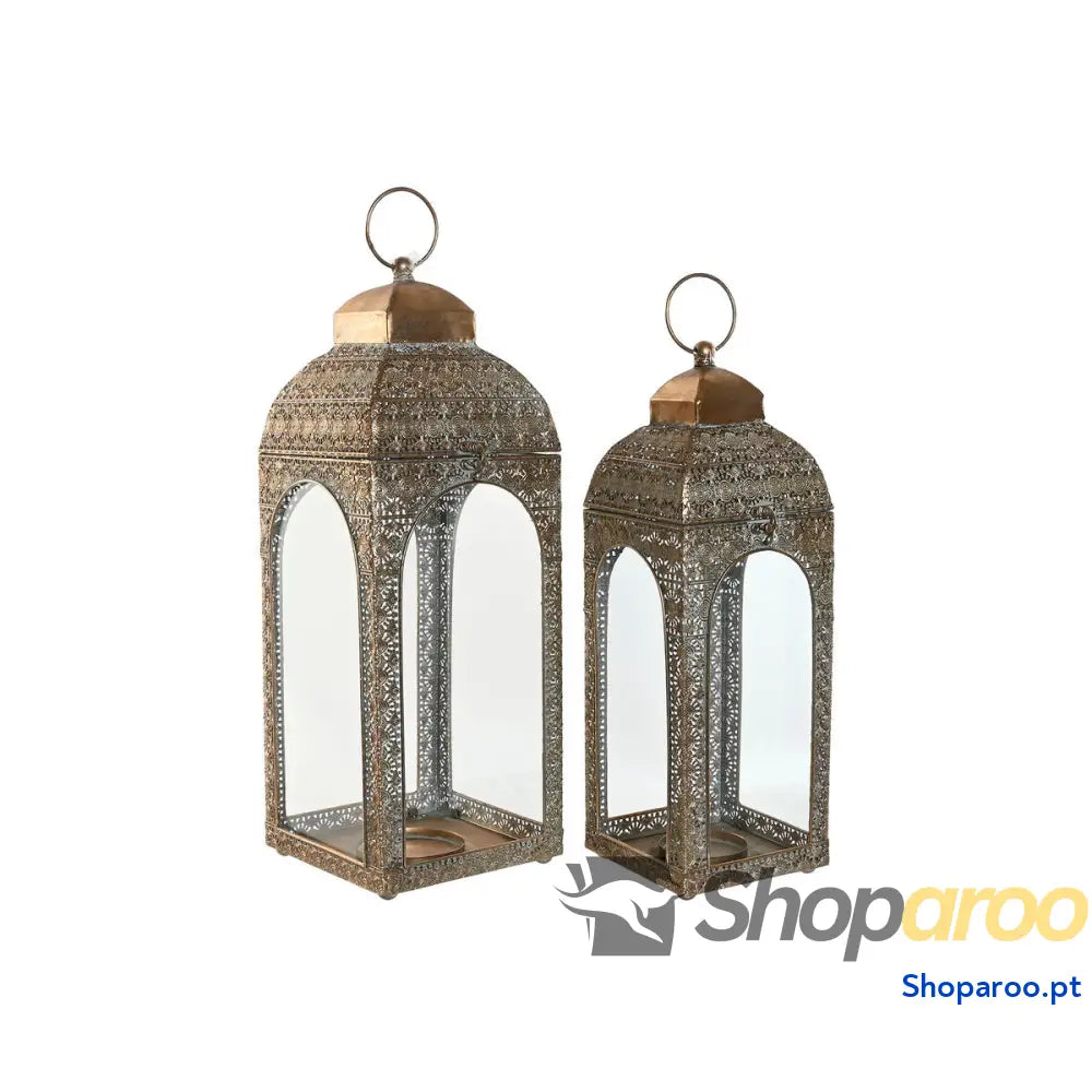 Lanterna Home ESPRIT Dourado Metal Cristal Árabe Decapé 20 X 56 cm (2 Peças)