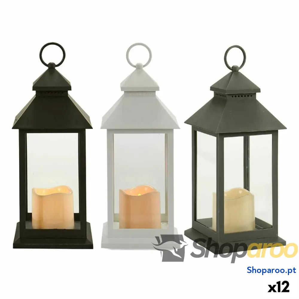 Lanterna LED Branco Preto Cristal Plástico 13,5 x 34,5 x 13,5 cm (12 Unidades)