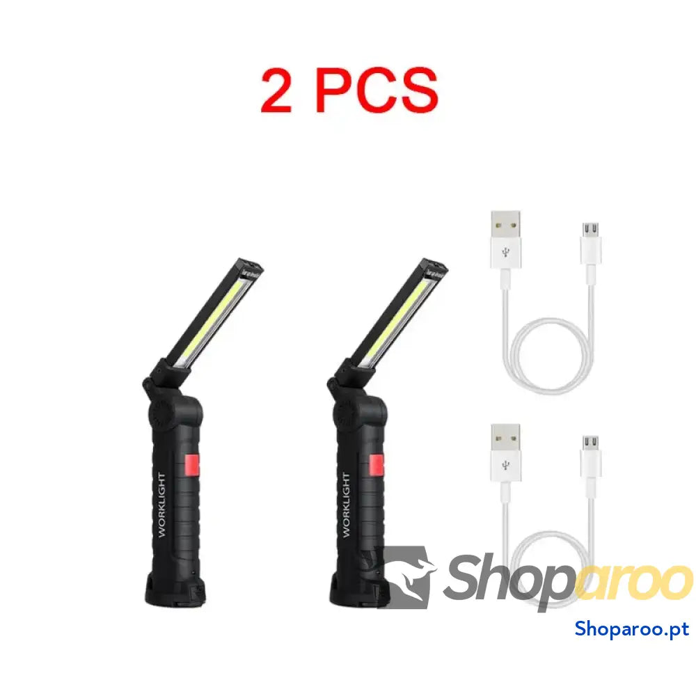 Lanterna LED portátil recarregável com luz magnética para campismo