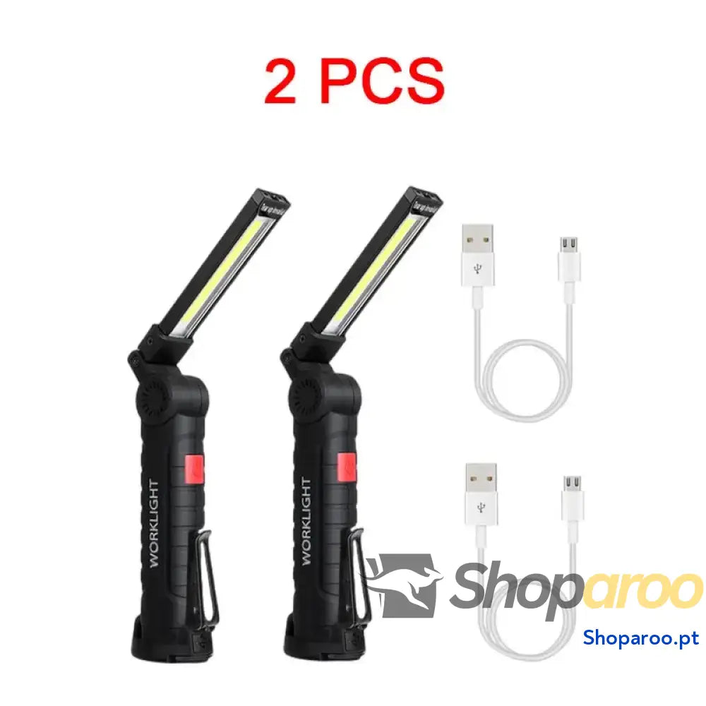 Lanterna LED portátil recarregável com luz magnética para campismo