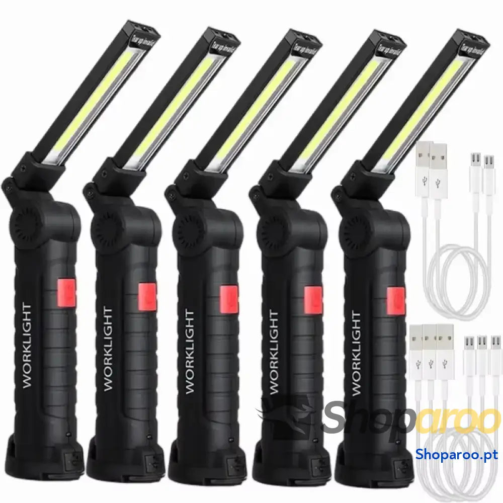 Lanterna LED portátil recarregável com luz magnética para campismo