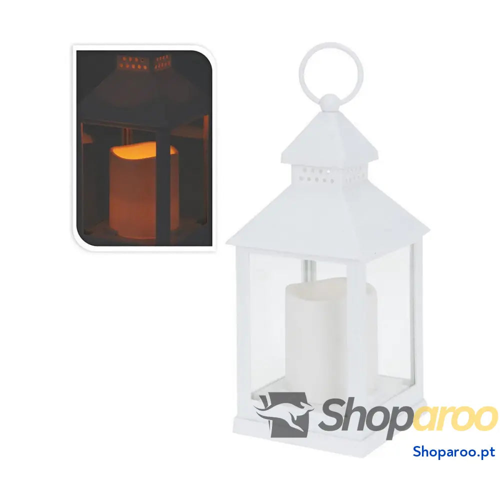 Lanterna Vela LED Branco Metal