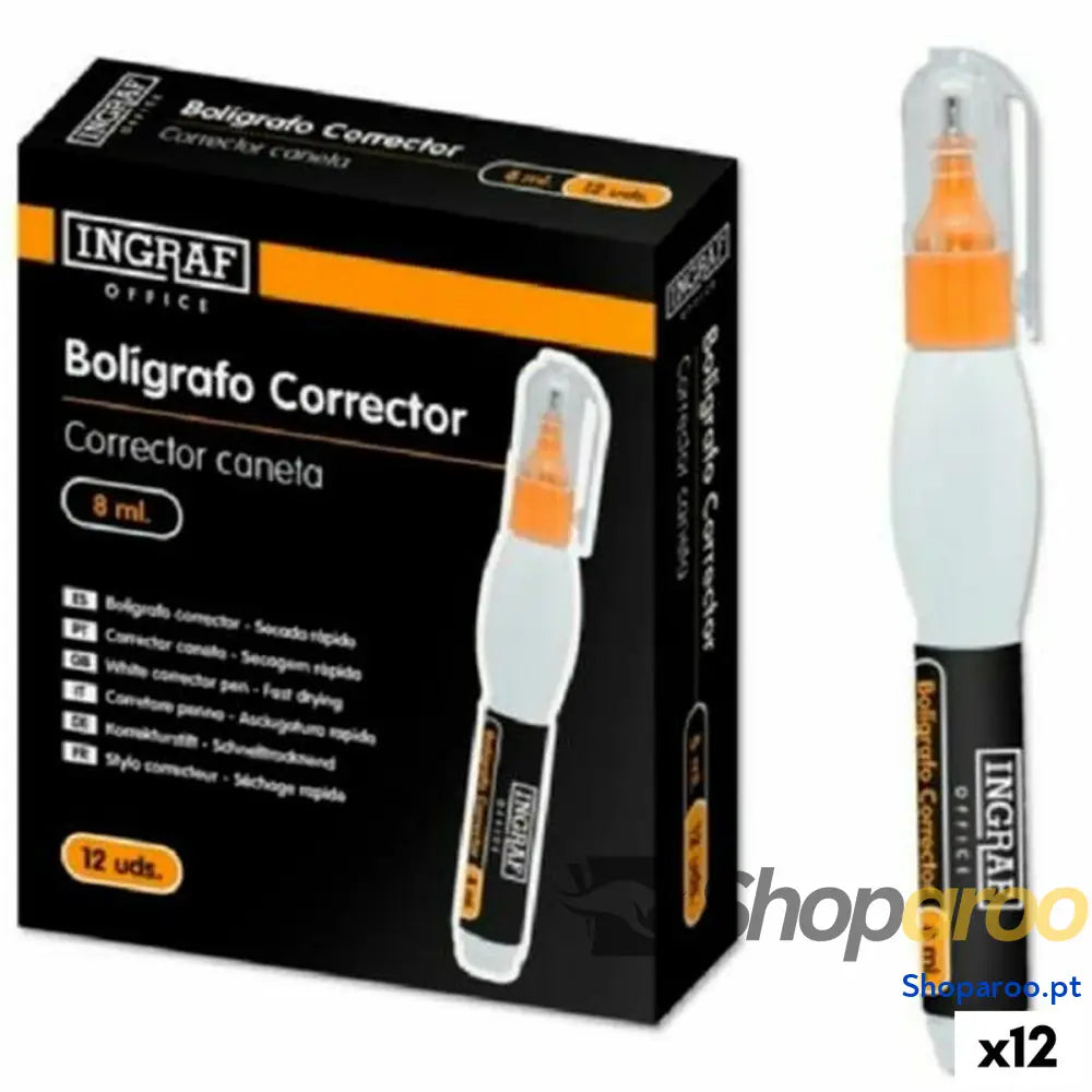 Lápis Corretor Ingraf 8 ml (12 Unidades)