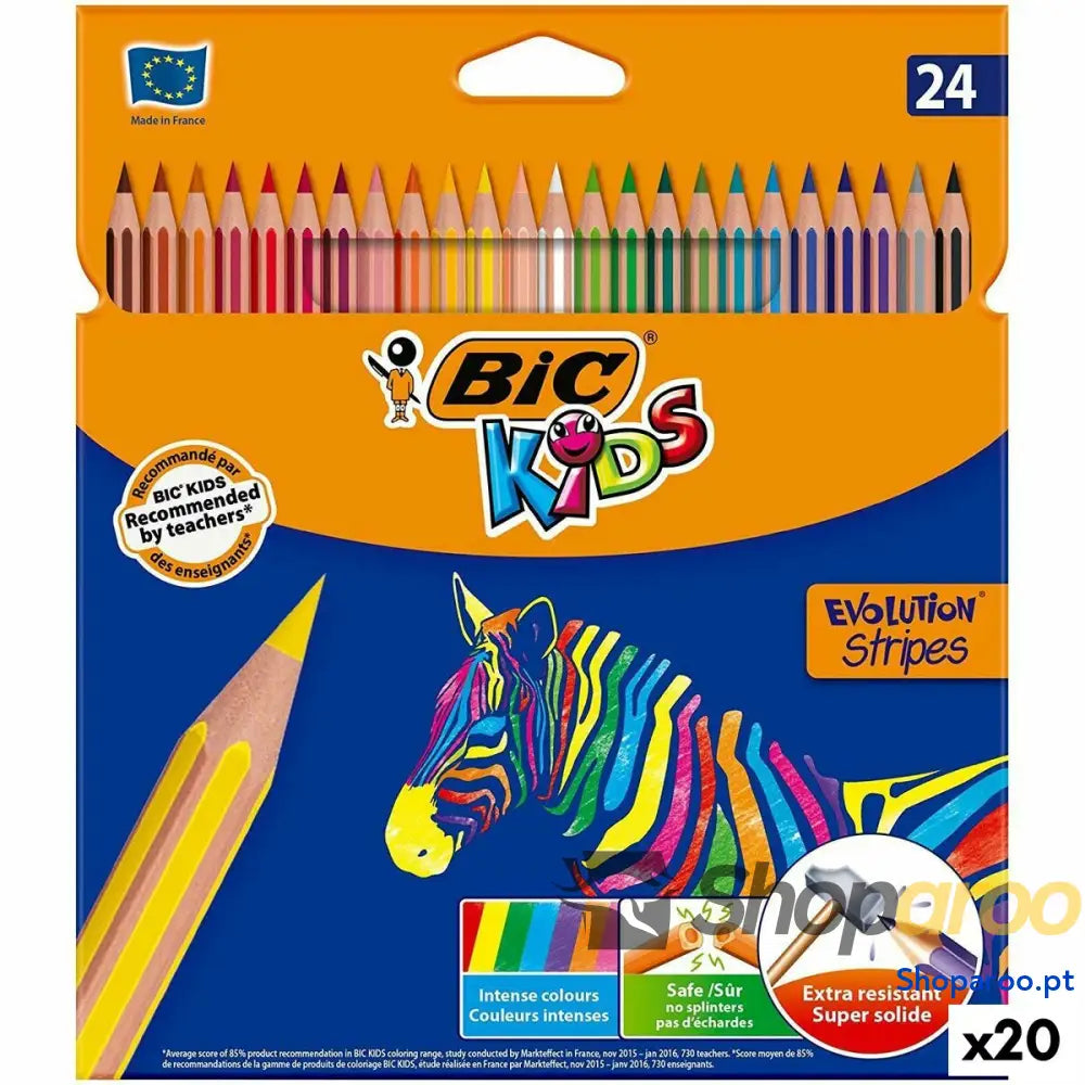 Lápis de cores Bic KIDS EVOLUTION STRIPES Multicolor 24 Peças (20 Unidades)