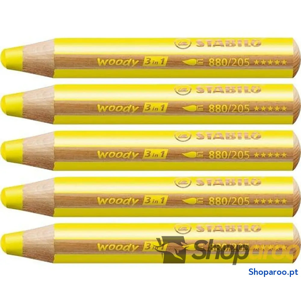Lápis de cores Stabilo Woody Amarelo 3 em 1 (5 Unidades)
