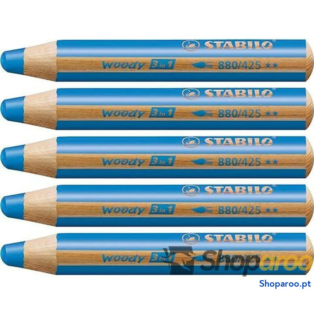 Lápis de cores Stabilo Woody Azul 3 em 1 (5 Unidades)